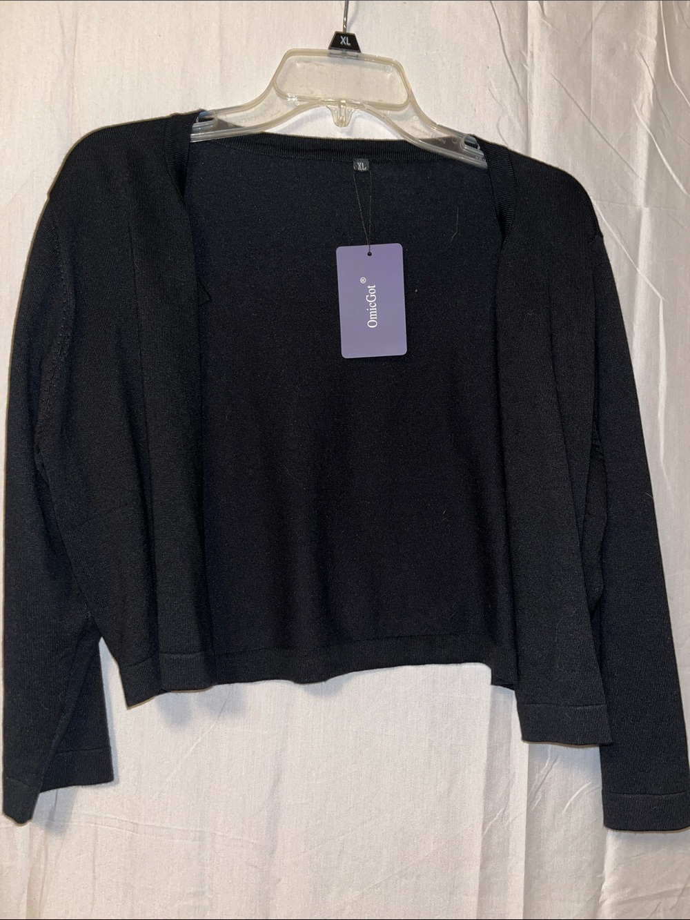 Black Women's Open-Front Cropped Sweater